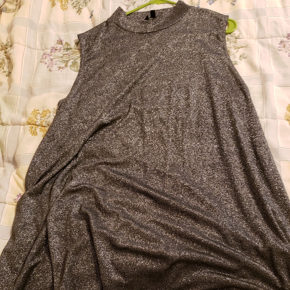 Simply be size 22 sleeveless high necked sparkly shirt long length